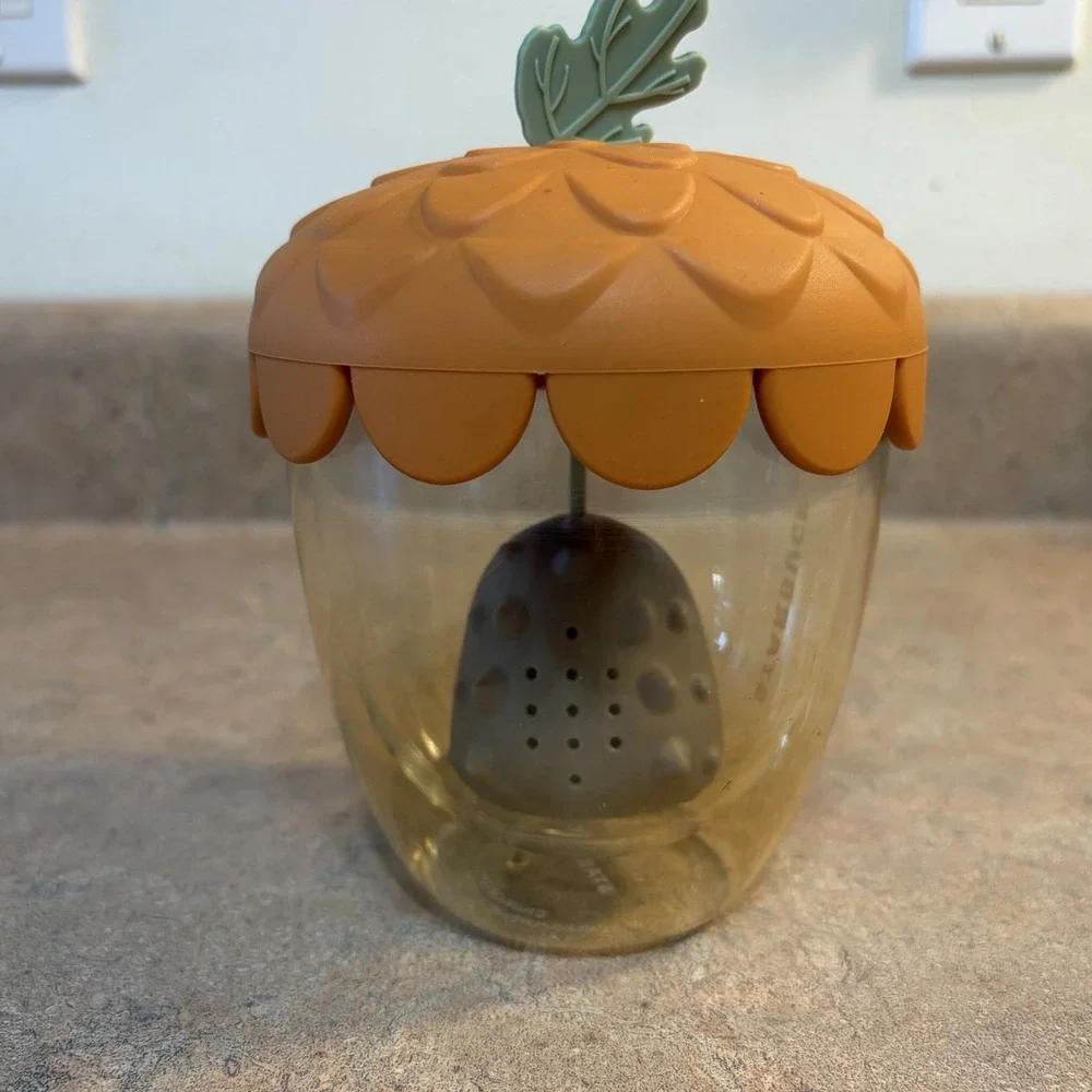 Starbucks Hedgehog Tea Diffuser Infuser Acorn Glass Cup 14 oz Asia Collectible